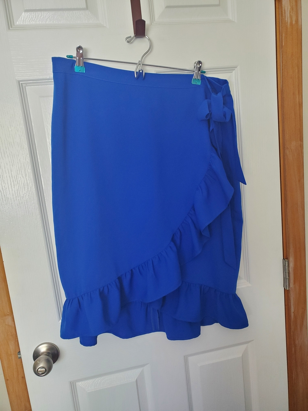 Express Blue Ruffle Wrap Skirt